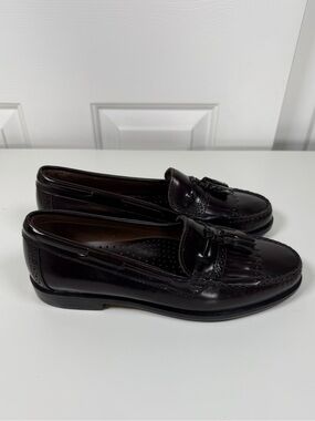 GH Bass Brompton Loafers 9 D SlipOn Burgundy Leather Kiltie Tassel Dress Shoes